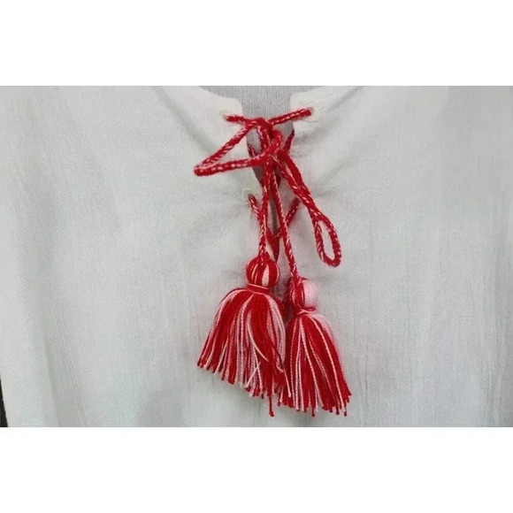 SensiStudio Embroidered Bell Sleeves Cotton Top-Size Small-Dolan Sleeves - Picture 4 of 10